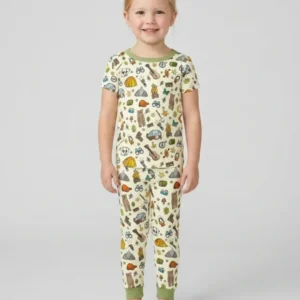 Love Camping Matching Family Bamboo Two Piece Short Sleeve Pajama Set