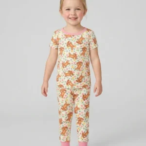 Dachshund Blooms Family Matching Bamboo Two Piece Short Sleeve Pajama Set