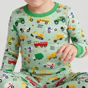 Lots Of Trucks Bamboo Two Piece Long Sleeve Pajama Set