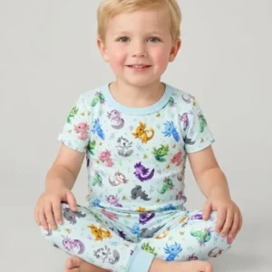 I Love You Axolotl Bamboo Two Piece Short Sleeve Pajama Set