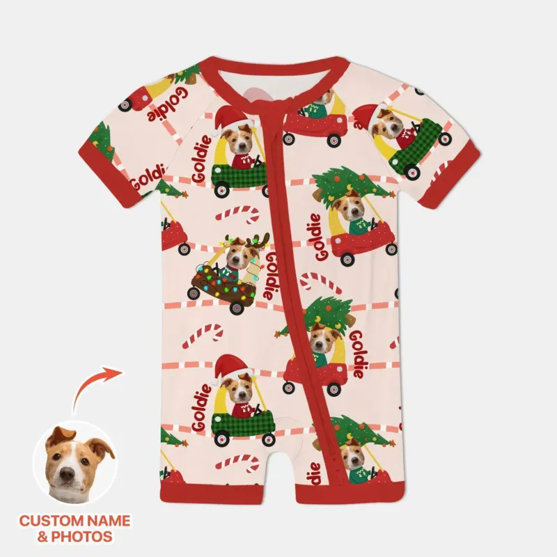 Custom Pet Photo Christmas Tikes Car Bamboo Shorty Zippy