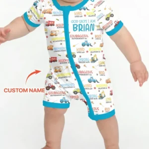 Personalized God Says I Am Little Builder Bamboo Shorty Zippy
