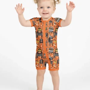Mid Century Halloween Monster Toss Bamboo Shorty Zippy