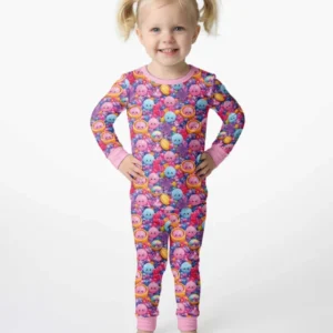 Rainbow Glitter Dumplings Bamboo Two Piece Long Sleeve Pajama Set