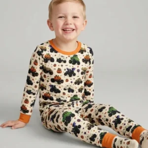 Spooky Monster Truck Bamboo Two Piece Long Sleeve Pajama Set