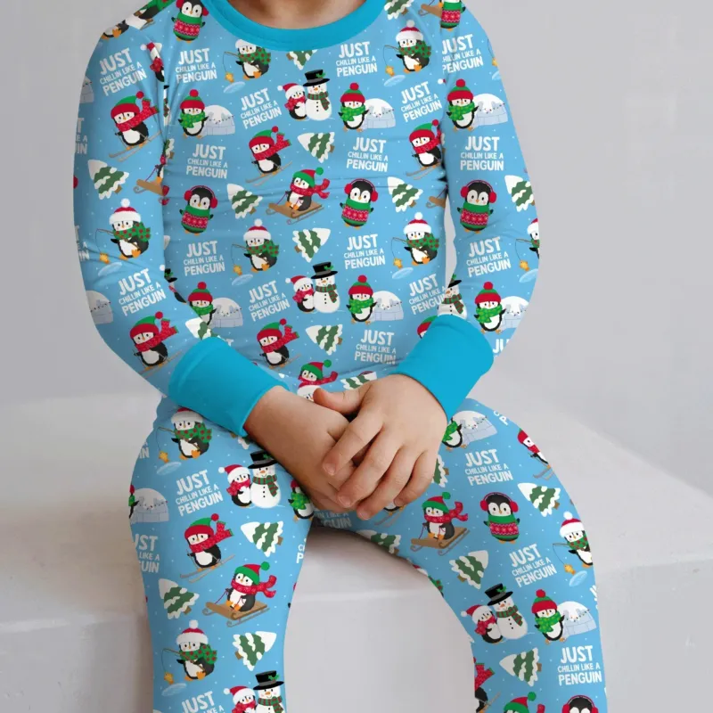 Chillin Like A Penguin Bamboo Two Piece Long Sleeve Pajama Set