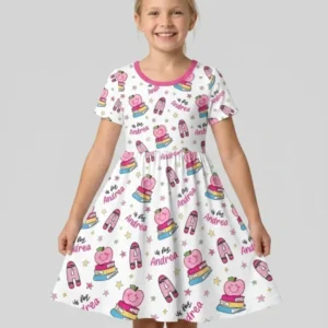 Custom Name Crayon Alphabet Bamboo Twirl Dress