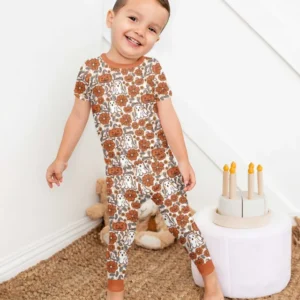 Spooky Pumpkins Ghosts Cottagecore Florals Retro Halloween Bamboo Two Piece Short Sleeve Pajama Set