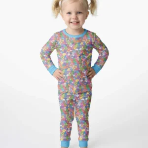 Doodle Characters Pastel Bamboo Two Piece Long Sleeve Pajama Set
