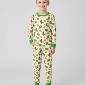Cartoon World Soccer Vamos Mexico Family Matching Bamboo Two Piece Long Sleeve Pajama Set
