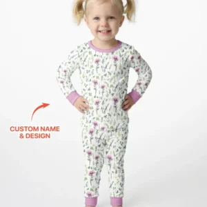 Birth Month Flower Bamboo Two Piece Long Sleeve Pajama Set