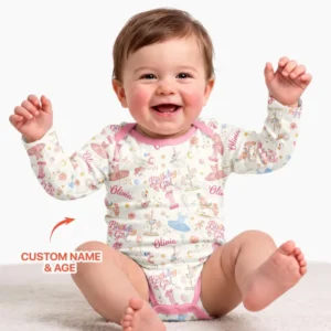 Ballerina Birthday Girl Custom Name & Age Bamboo Bodysuit