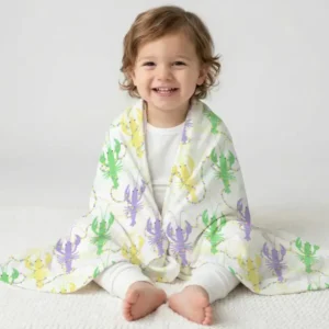 Mardi Gras Crawfish Family Matching Bamboo Blanket