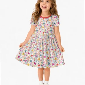 Rainbow Monster Party Bamboo Twirl Dress