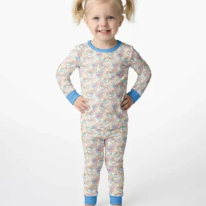 Pastel Halloween Jack O Lanterns Bamboo Two Piece Long Sleeve Pajama Set