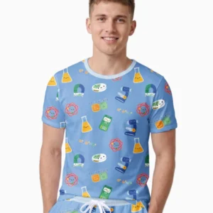 Scientist Lover Family Matching Bamboo Men Short Sleeve Short Pajama Set