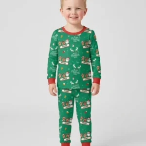 Custom Name Merry Christmas My Deer 2026 Bamboo Two Piece Long Sleeve Pajama Set