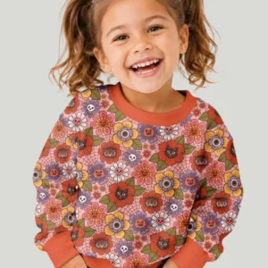 70s Halloween Floral Bamboo Crewneck Sweatshirt