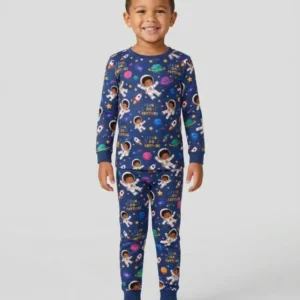 Black Astronaut I Can Do Anything Bamboo Two Piece Long Sleeve Pajama Set