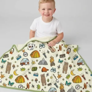 Love Camping Matching Family Bamboo Blanket