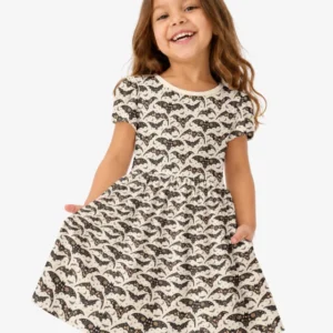 Cottage Core Halloween Bats Bamboo Twirl Dress