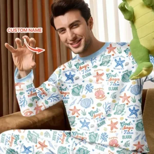 Coastal God Says I Am Custom Name Bamboo Men's Pajama Set