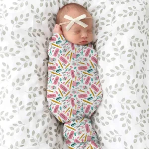 Pink Power School Supplies swaddle blanket