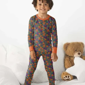 Cats and Pumpkins Bamboo Two Piece Long Sleeve Pajama Set