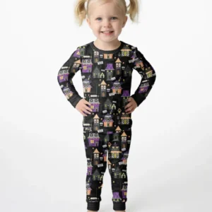 Halloween Hometown Bamboo Two Piece Long Sleeve Pajama Set