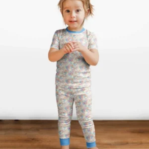 Pastel Halloween Jack O Lanterns Bamboo Two Piece Short Sleeve Pajama Set