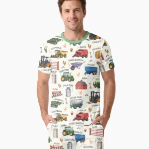 Little Farmer Bamboo Men Short Sleeve Short Pajama Set
