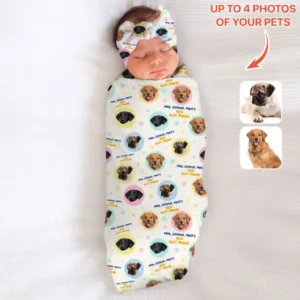 New Best Friend Custom Name And Pet Photos swaddle blanket