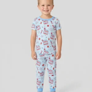Little Miss Firecracker 4th July Bamboo Two Piece Short Sleeve Pajama Set