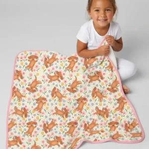 Dachshund Blooms Family Matching Bamboo Blanket