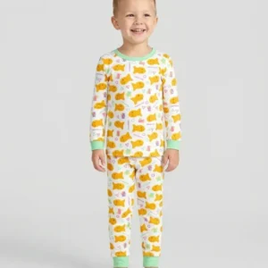 Cheesy Fishies Family Matching Bamboo Two Piece Long Sleeve Pajama Set
