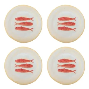 Teller-Set Maris – Steingut mit Fischmotiv (4er-Set)
