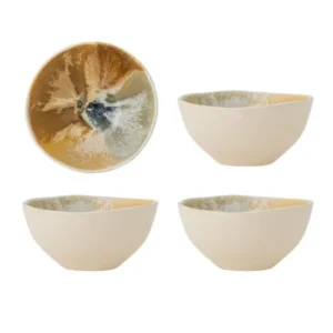Schalen-Set „Solari“ – Gelbes Steingut (4-teilig)