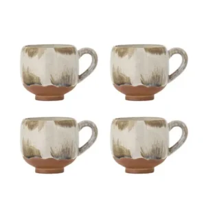 Tassen-Set „Salen“ – Braunes Steingut (4-teilig)