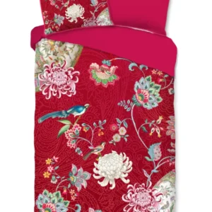 Glück Percal Duvet Cover "Ming" - Rot - Dubbele instopflap