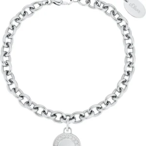 Silbernes Armband aus Sterlingsilber mit Gliederkette und runde Anhänger-Münze
