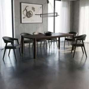 Advik and Bexley 7-piece dining set with mocha finish mango wood table and black dark walnut upholstered chairs