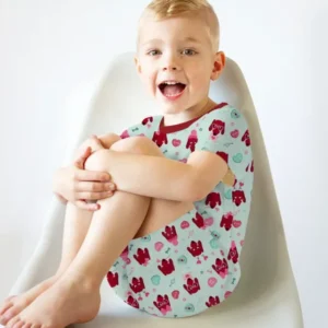 Dachshund Is My Valentine Bamboo Two Piece Short Sleeve Shorts Pajama Set