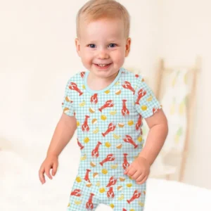 Preppy Crawfish Season Bamboo Two Piece Short Sleeve Shorts Pajama Set