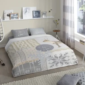 Guten Morgen Flanellen Duvet Cover "Prancer" - Grau - Rits