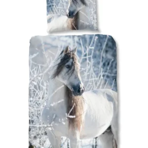 Guten Morgen Flanellen Children's Cupbed Cover "White Horse" - Multi - Rits