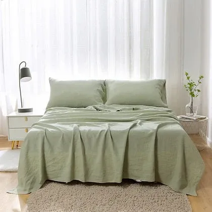 Highland Feather French 100% Linen Sheet Set – 165 GSM, Soft & Breathable, OEKO-TEX Certified – Double, Queen & King