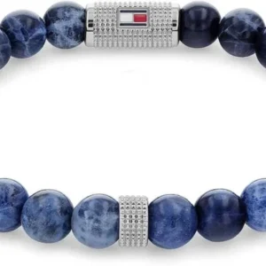 Tommy Hilfiger Perlenarmband mit blauen Sodalith-Perlen und silbernem Schmuckverschluss