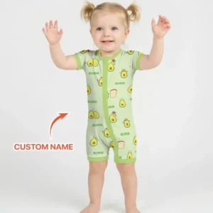 Custom Name Cute Avocado Bamboo Shorty Zippy