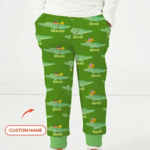 Custom Name Mardi Gras Gator Bamboo Jogger