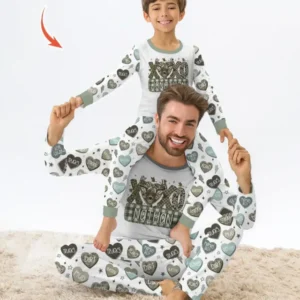 Personalized Hunting Sweethearts Candy Daddy & Me Matching Bamboo Two Piece Long Sleeve Pajama Set